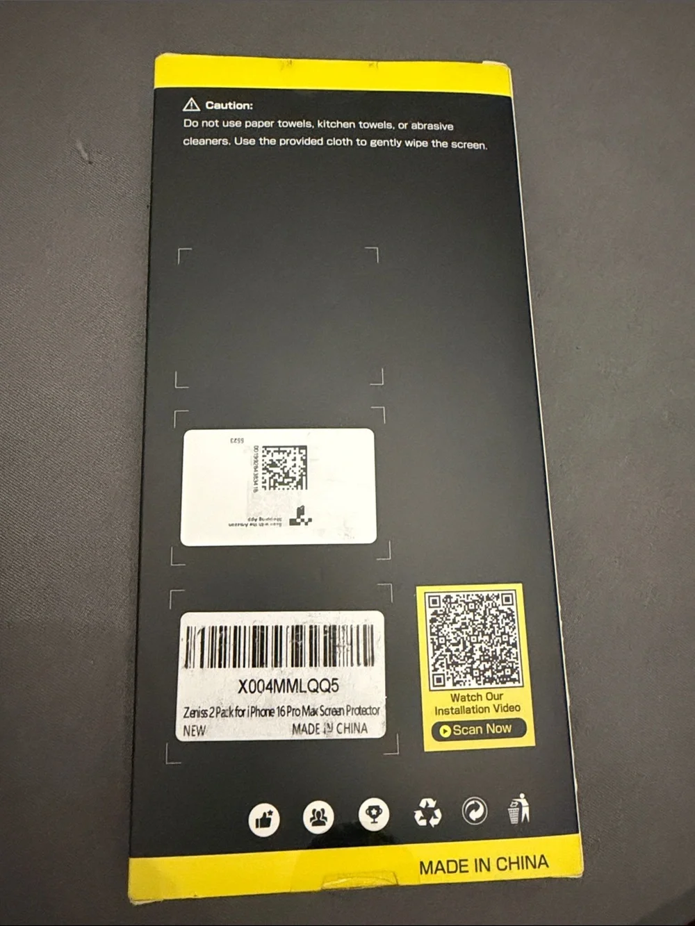 Yellow/Black Screen Protector for iPhone 16 Pro Max - 2 Pack